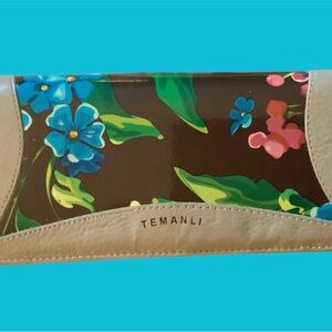 Floral Leather Clutch - Blue, Green, and Pink. RARE FIND! NEW!